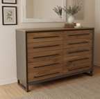 60″ Walnut Ten-Drawer Dresser – Gray — product photo 3
