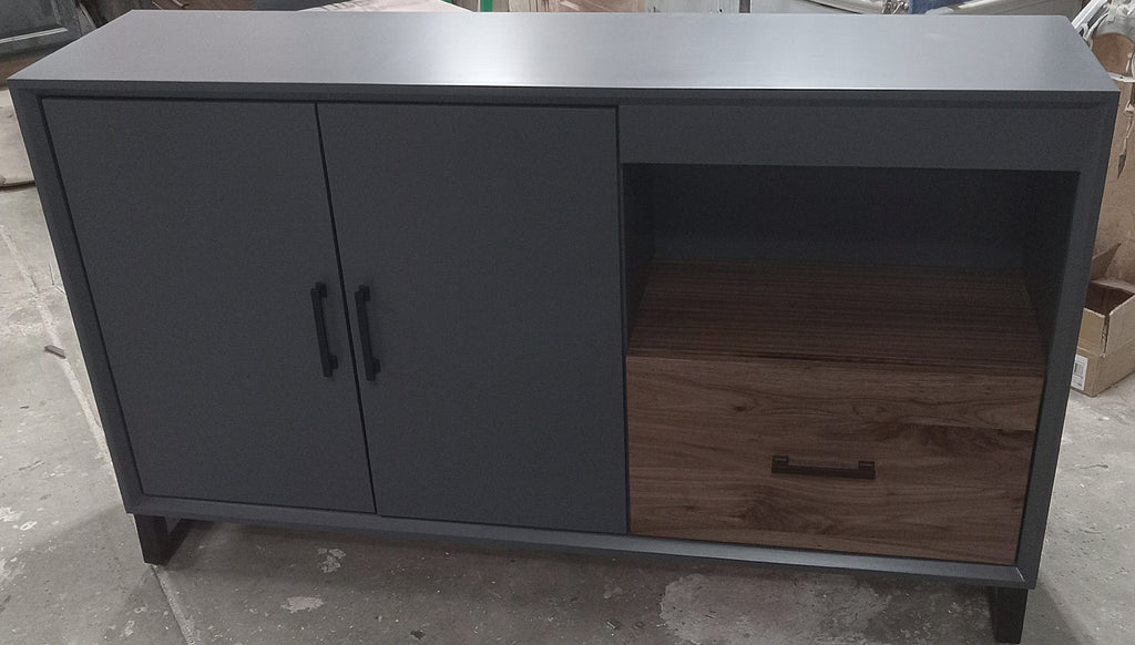 modern Accent cabinet in charcoal Grey w/ walnut