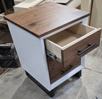Walnut Three-Drawer Nightstand – White — product photo 3