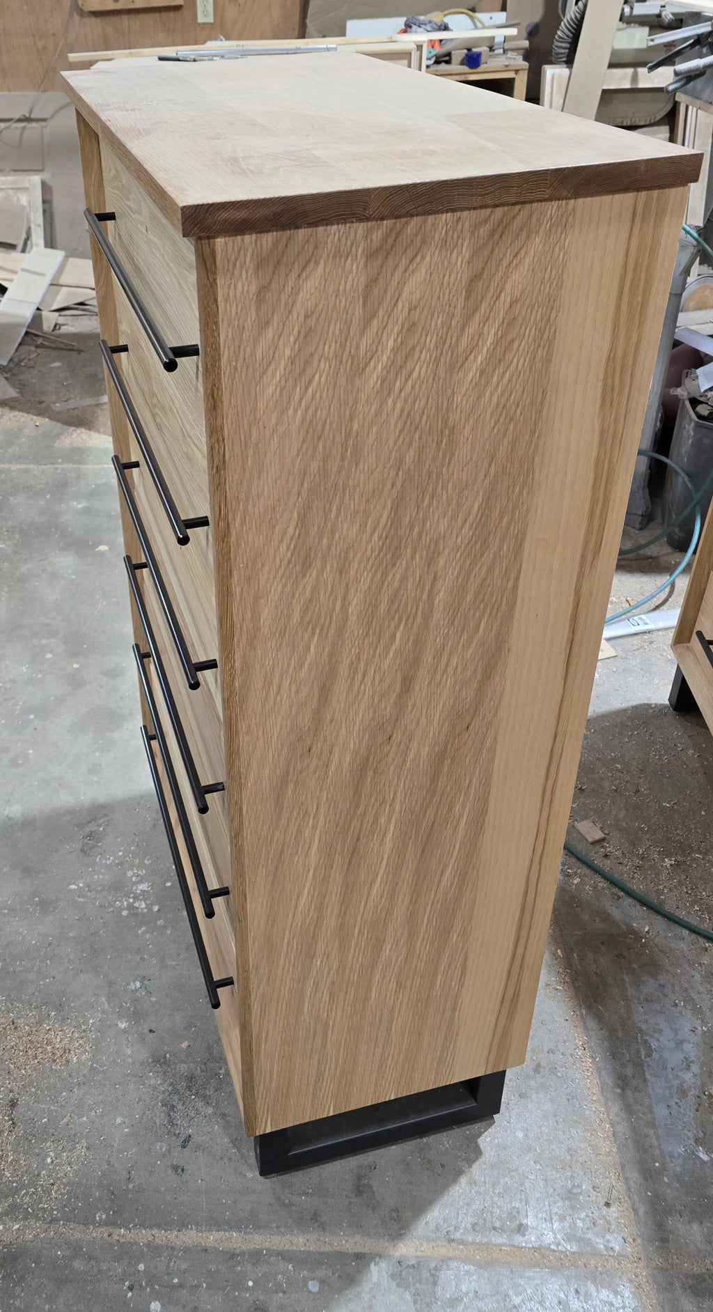 Modern industrial white oak 6 drawer chest of drawers 49t x 15d x 30w handcrafted to order