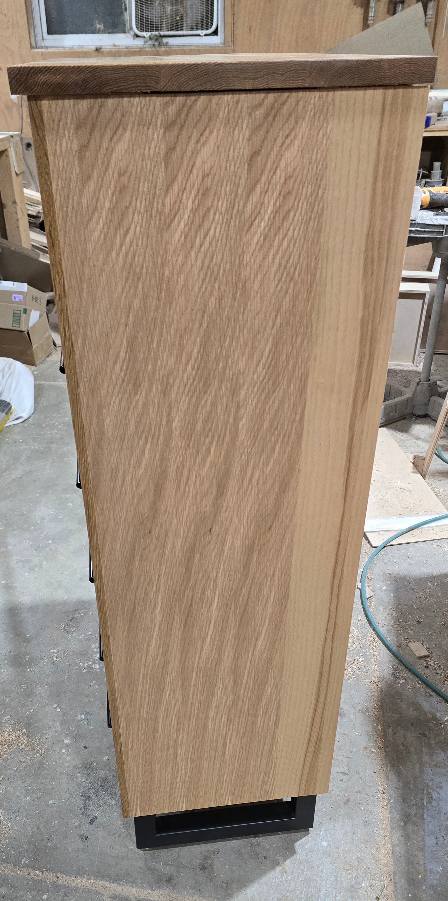 Modern industrial white oak 6 drawer chest of drawers 49t x 15d x 30w handcrafted to order