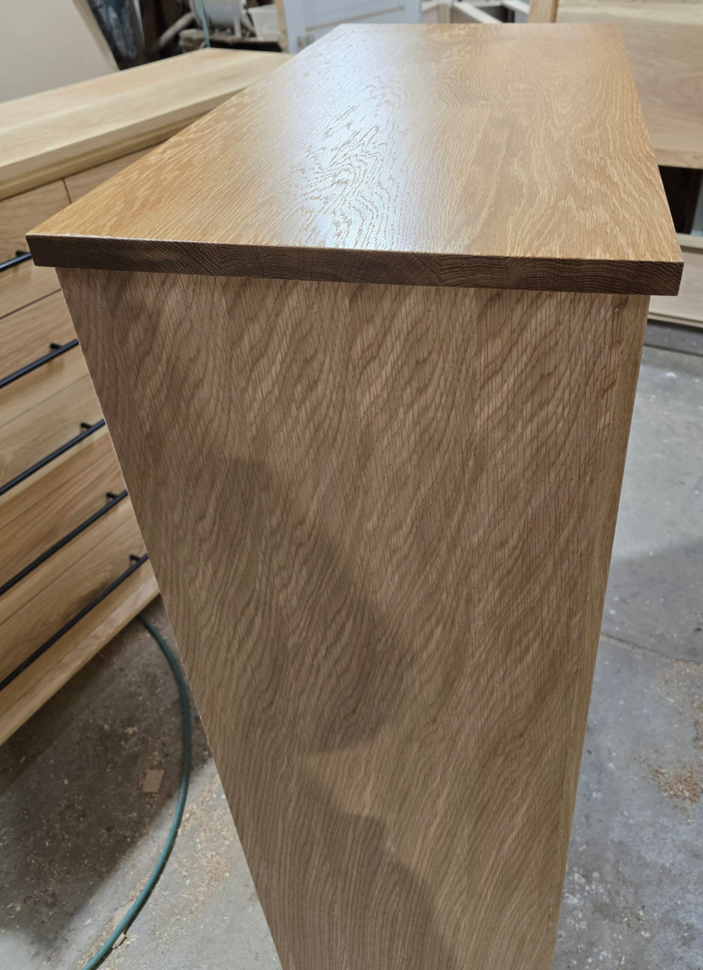 Modern industrial white oak 6 drawer chest of drawers 49t x 15d x 30w handcrafted to order