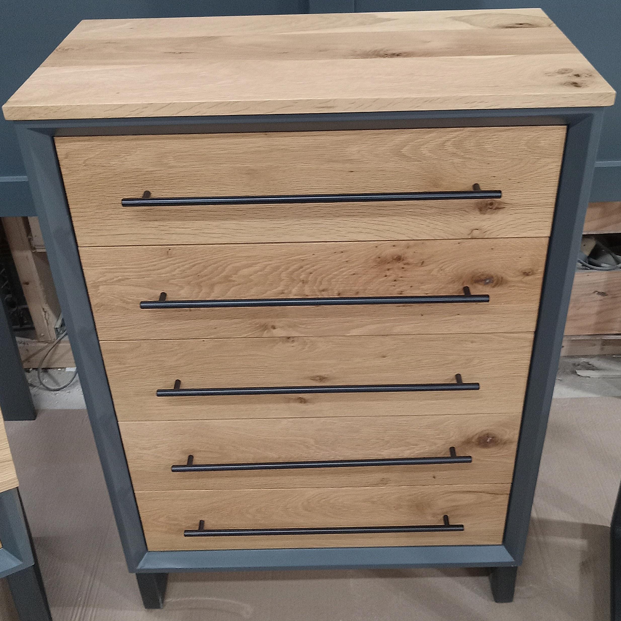 Handcrafted Modern Industrial Chest of Drawers 42t x 30w x 18d with Steel Legs and Adjustable Feet