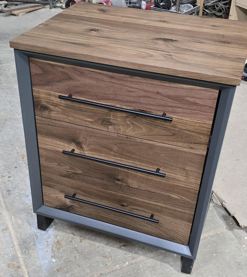 26″ Walnut Three-Drawer Side Table — product photo 1