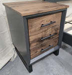 Walnut Three-Drawer Nightstand on Steel Legs — product photo 3