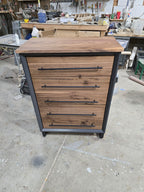 30″ Walnut Five-Drawer Chest – Iron Finish — product photo 1