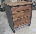18″ Walnut Three-Drawer Nightstand – Iron Finish — product photo 6