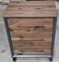 18″ Walnut Three-Drawer Nightstand – Iron Finish — product photo 1