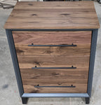 18″ Walnut Three-Drawer Nightstand – Iron Finish — product photo 1