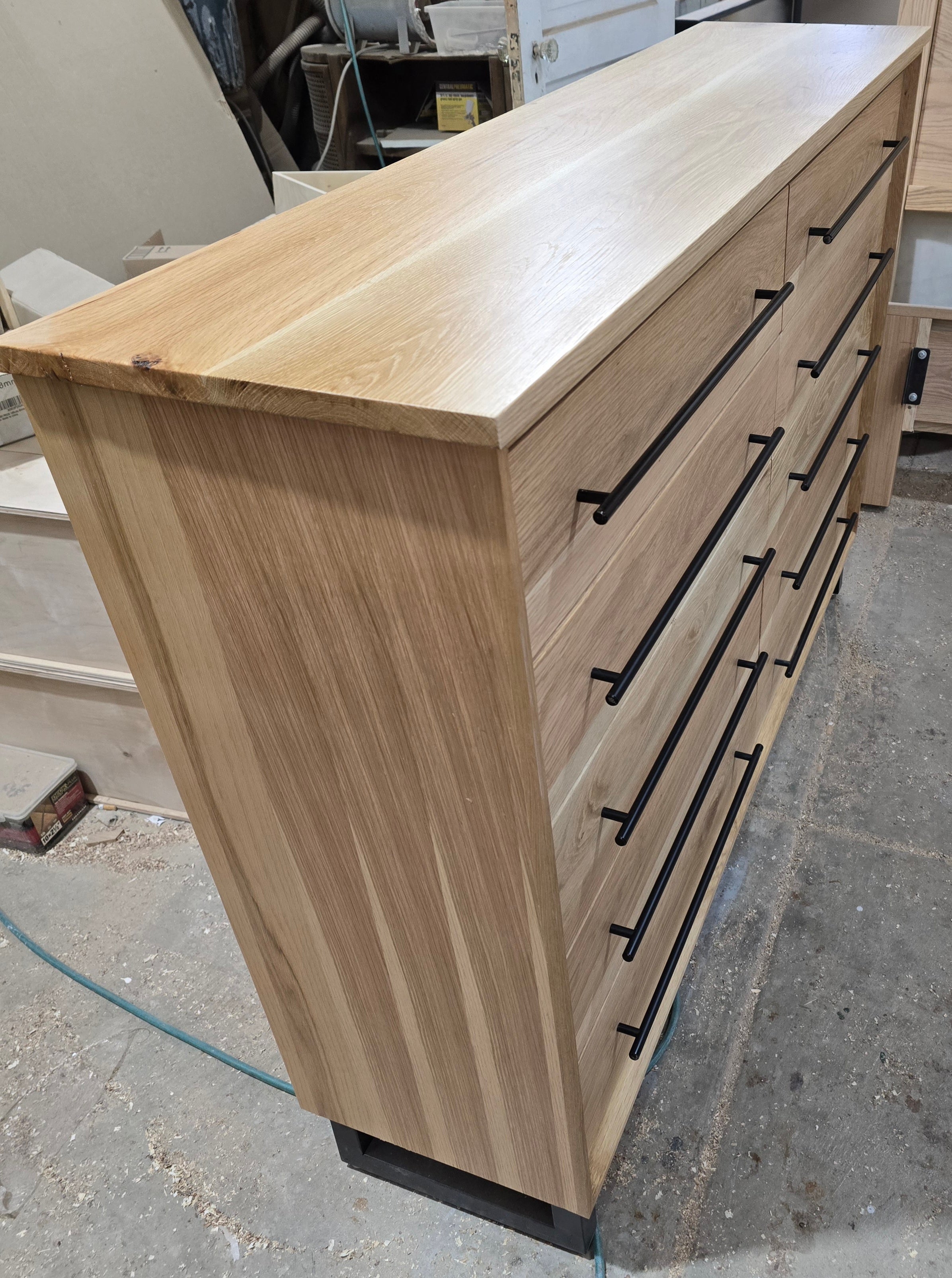 Modern industrial white oak 10 drawer dresser 60w x 15d x 42t made to order