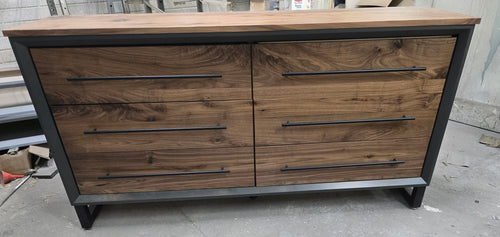 60″ Walnut Six-Drawer Dresser – Iron Finish — product photo 1